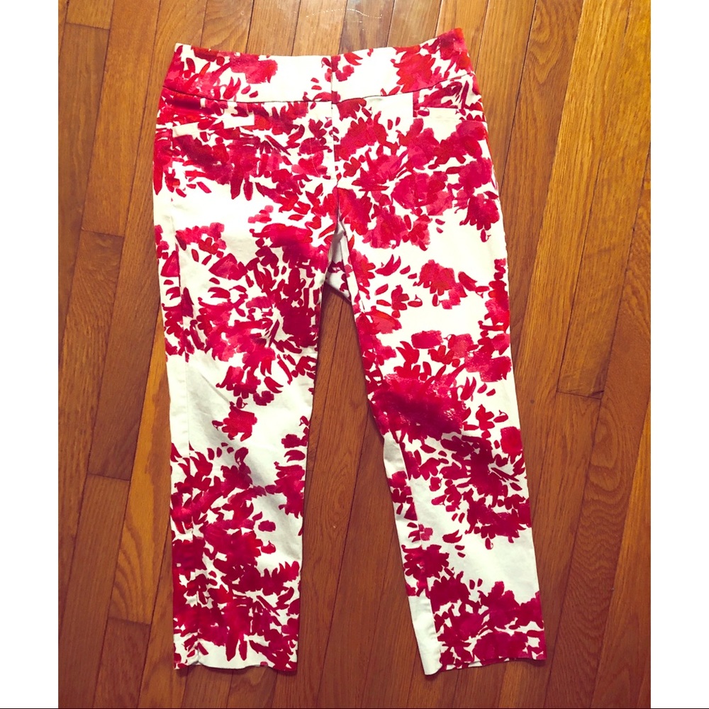 PINK FLORAL WORK PANTS
